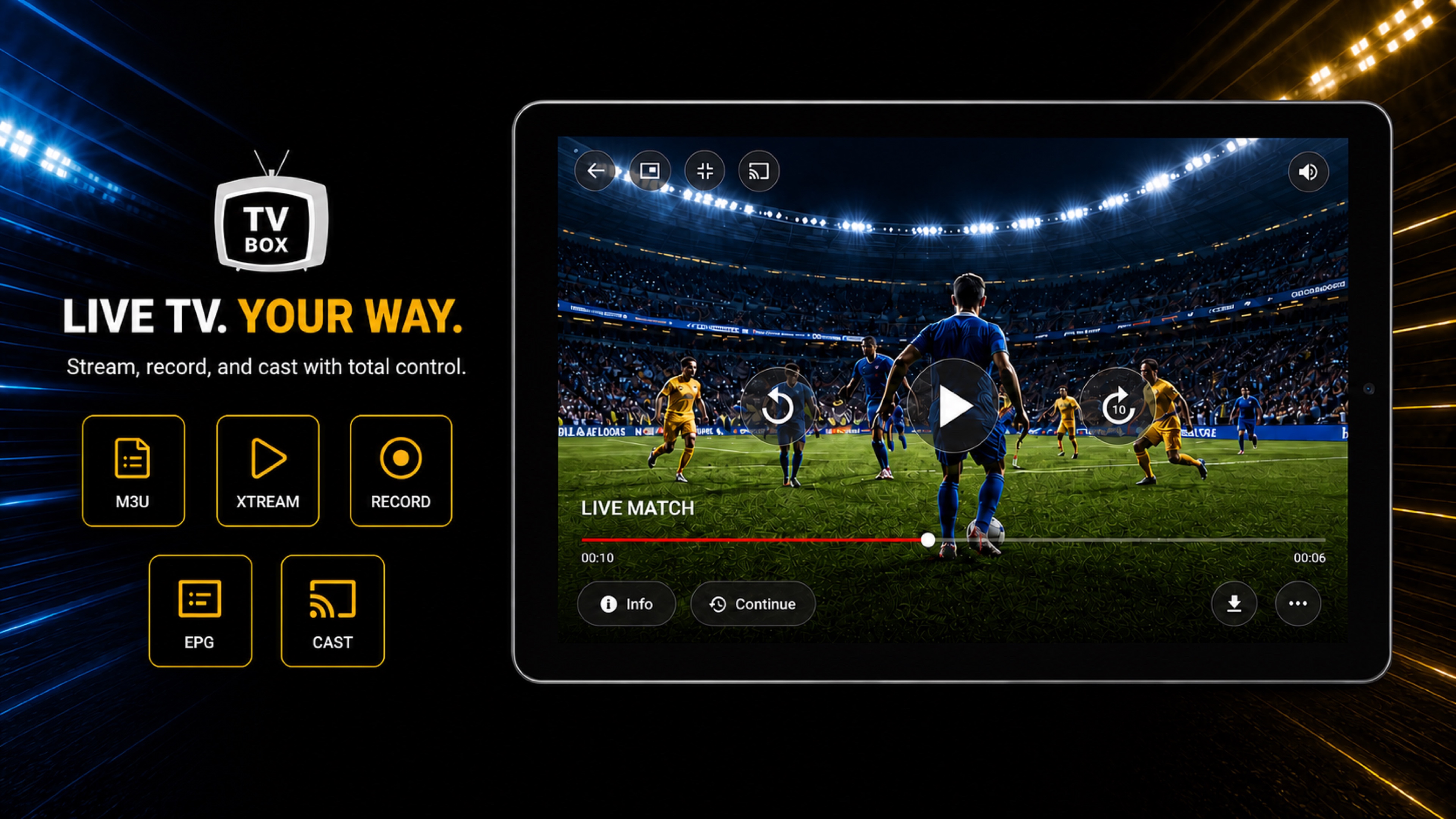 TV-Box library displayed on an Android tablet