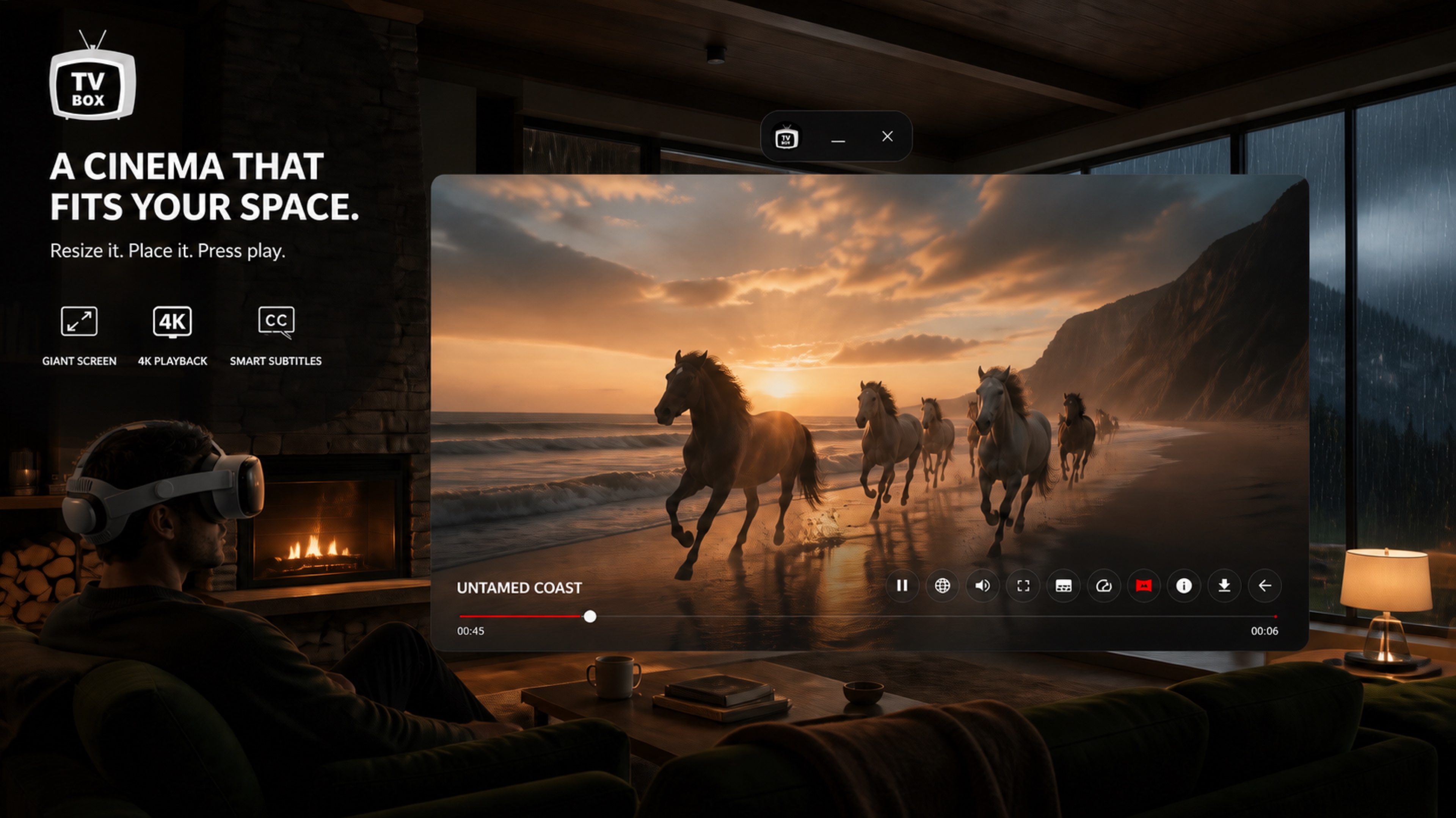 TV-Box playing video in an Android XR headset